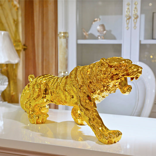 Golden Royal Bengal Tiger Statue - Luxury Home Decor Masterpiece