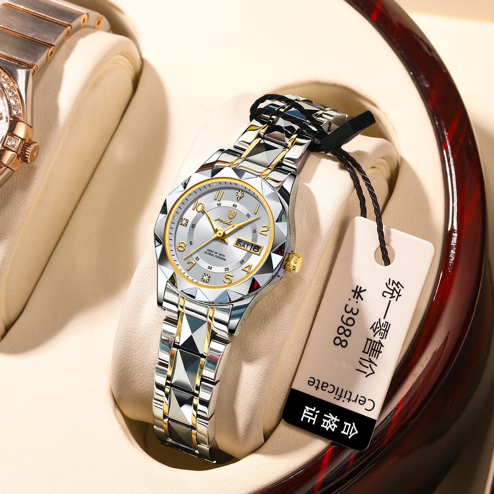 Waterproof Luminous Dual-Date Womens Quartz Watch