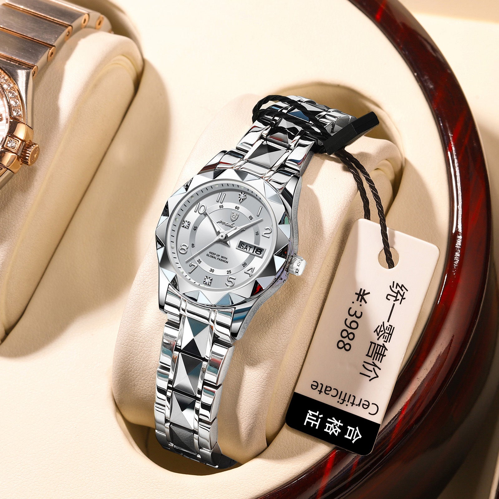 Waterproof Luminous Dual-Date Womens Quartz Watch