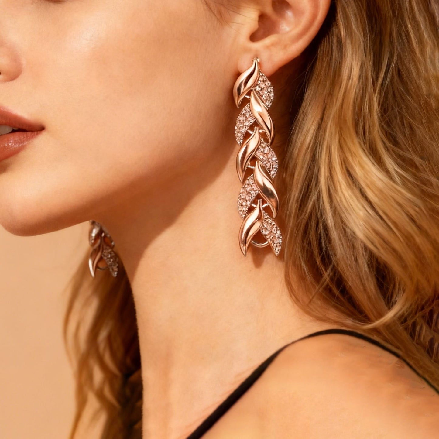 Elegant Crystal Leaf Necklace & Bracelet Set - 18K Gold & Silver Plated Luxury Jewellery