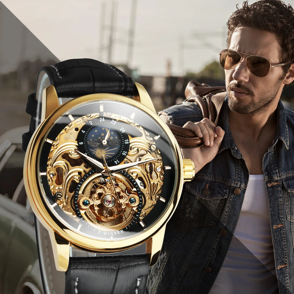Krest Elite Skeleton Leather Watch
