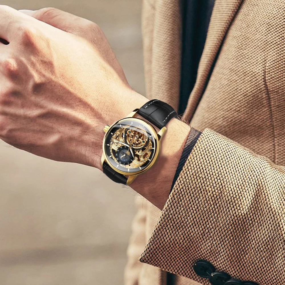 Krest Elite Skeleton Leather Watch