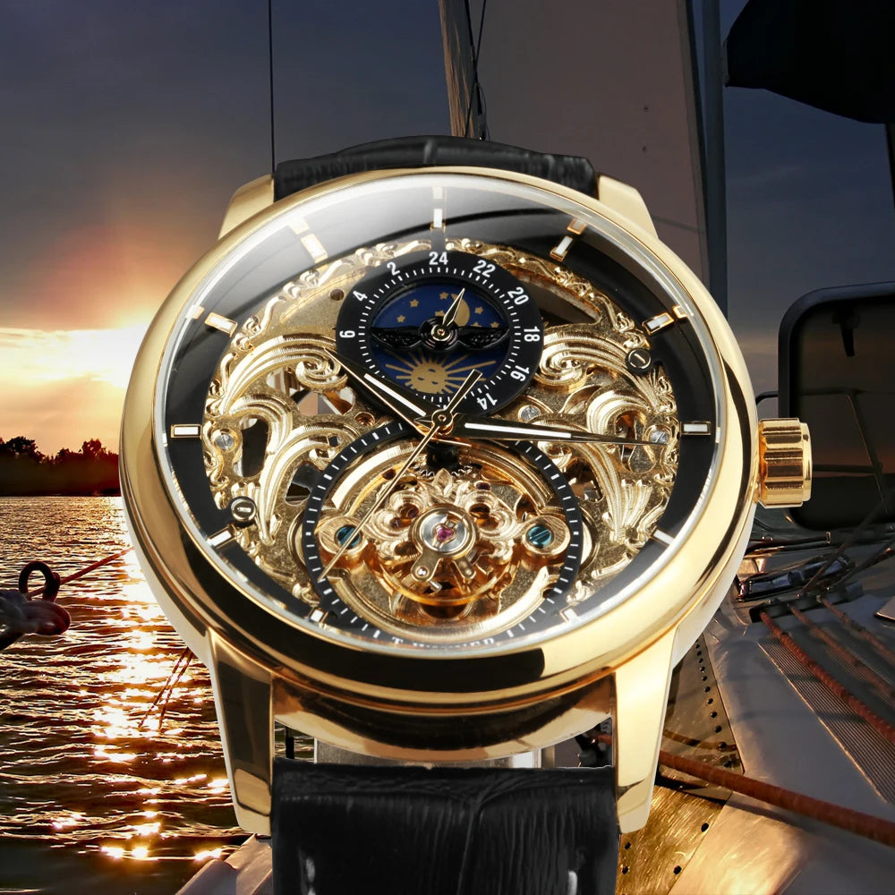 Krest Elite Skeleton Leather Watch