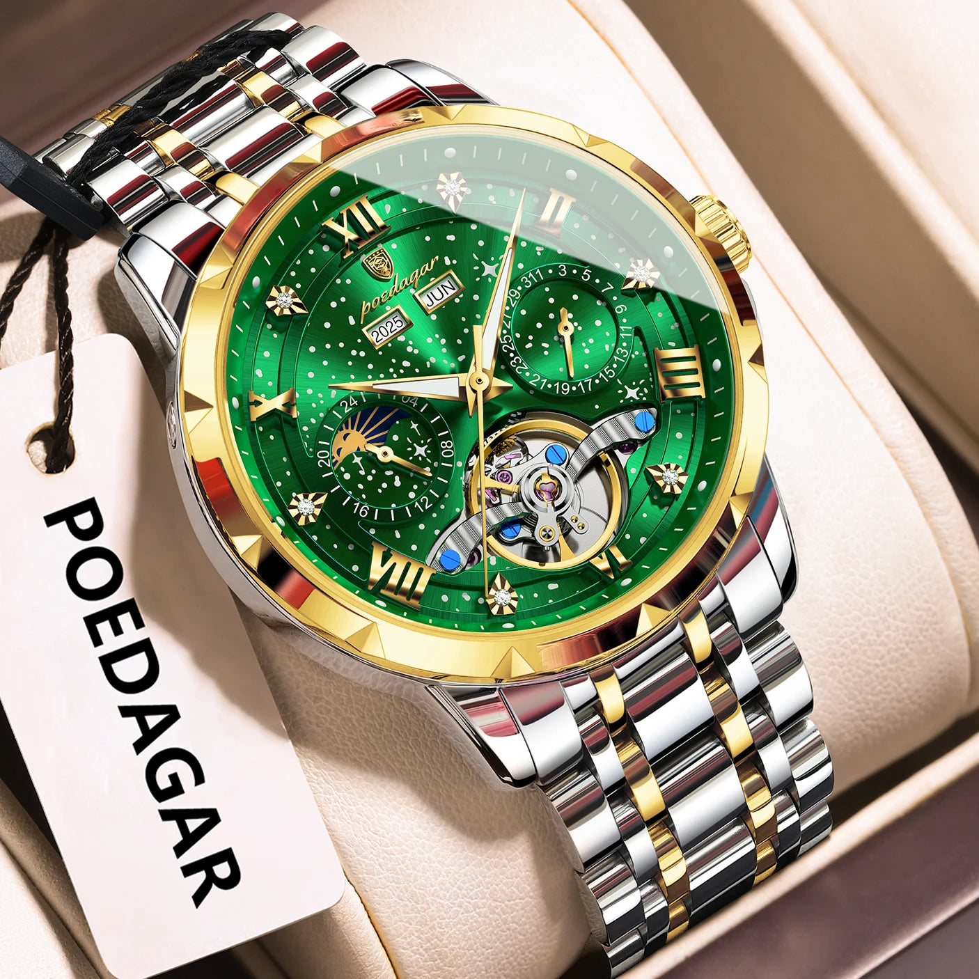 POEDAGAR 'Vanguard' Skeleton Automatic Watch
