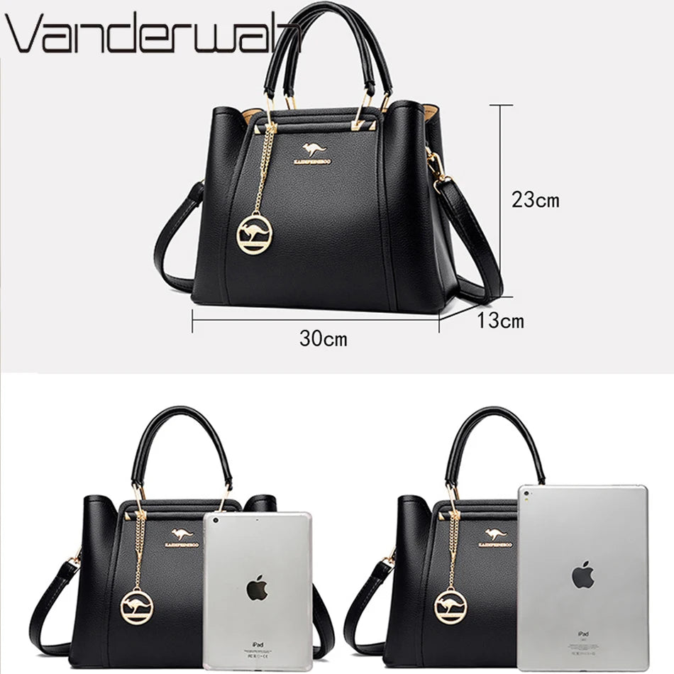 Luxury 3-Layer Designer Shoulder Bag - Large Capacity Tote