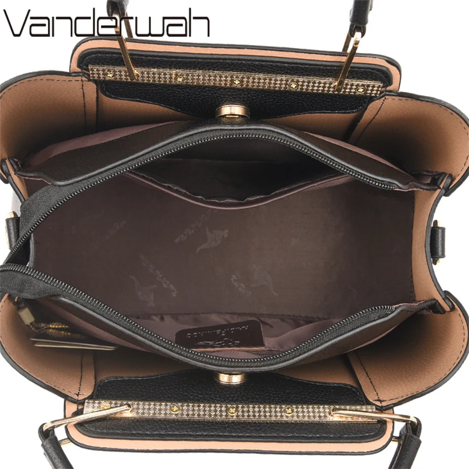 Luxury 3-Layer Designer Shoulder Bag - Large Capacity Tote