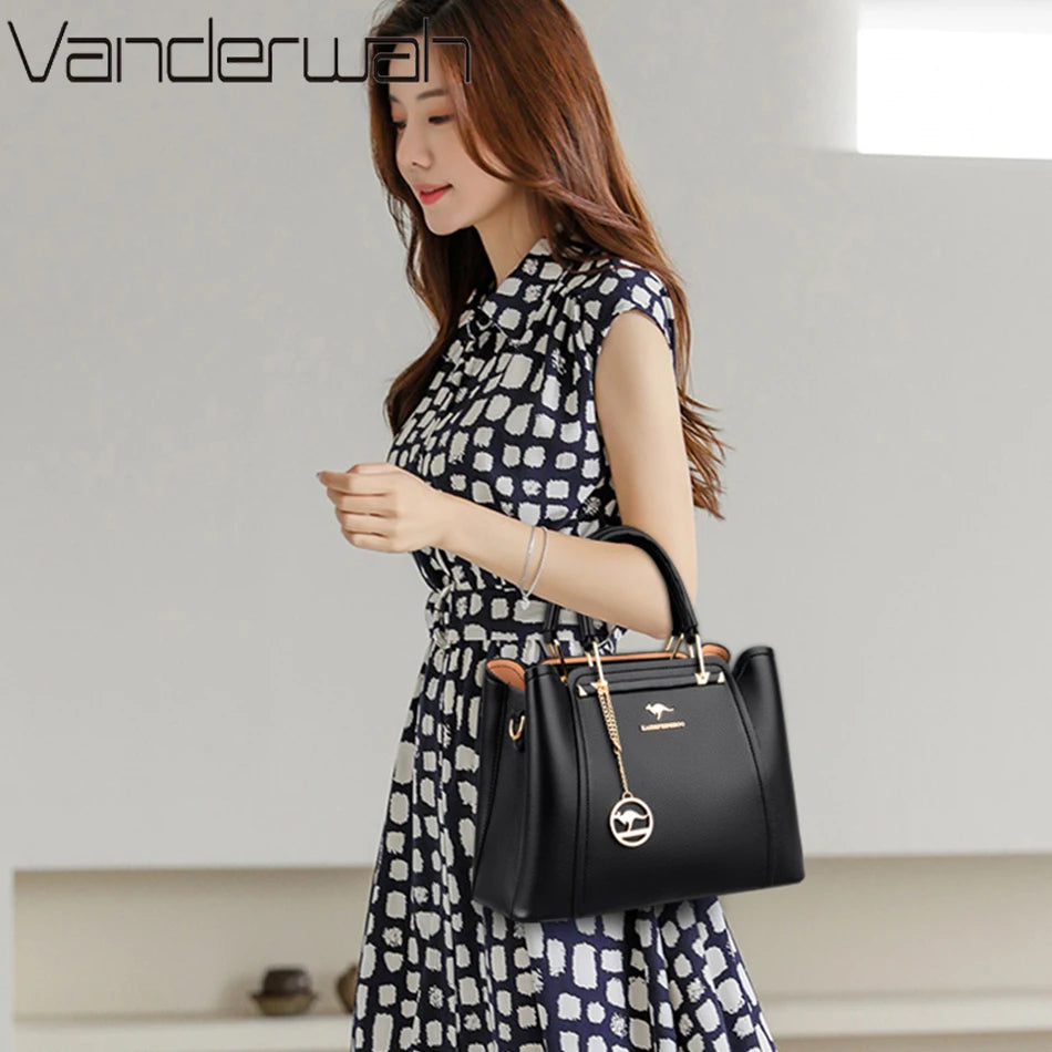 Luxury 3-Layer Designer Shoulder Bag - Large Capacity Tote