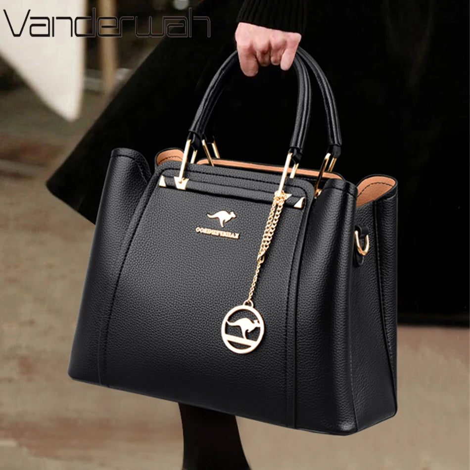 Luxury 3-Layer Designer Shoulder Bag - Large Capacity Tote