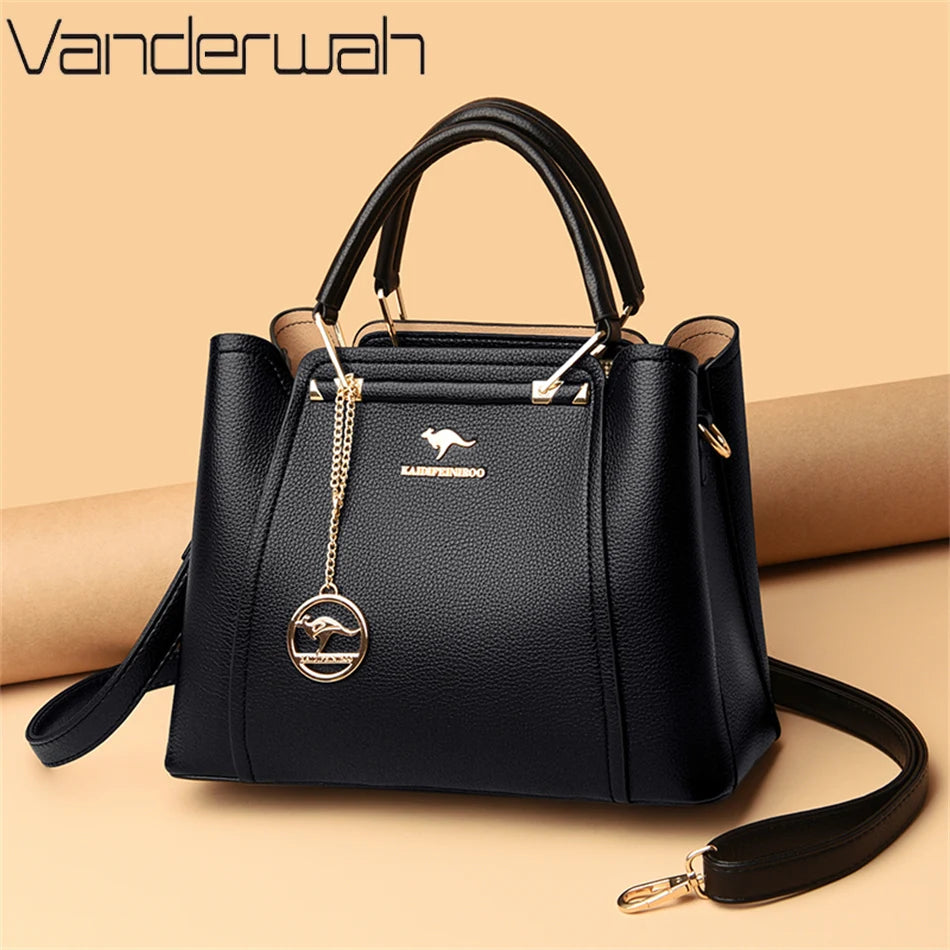 Luxury 3-Layer Designer Shoulder Bag - Large Capacity Tote