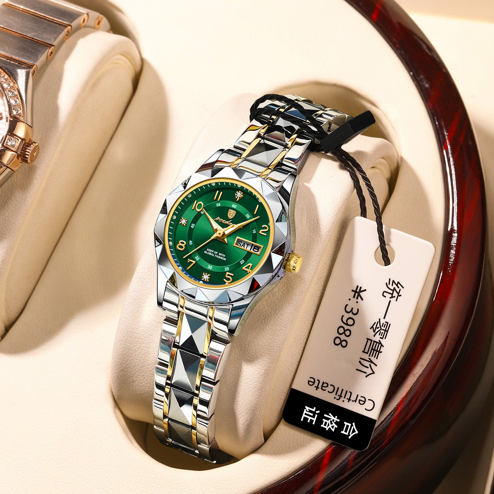 Waterproof Luminous Dual-Date Womens Quartz Watch